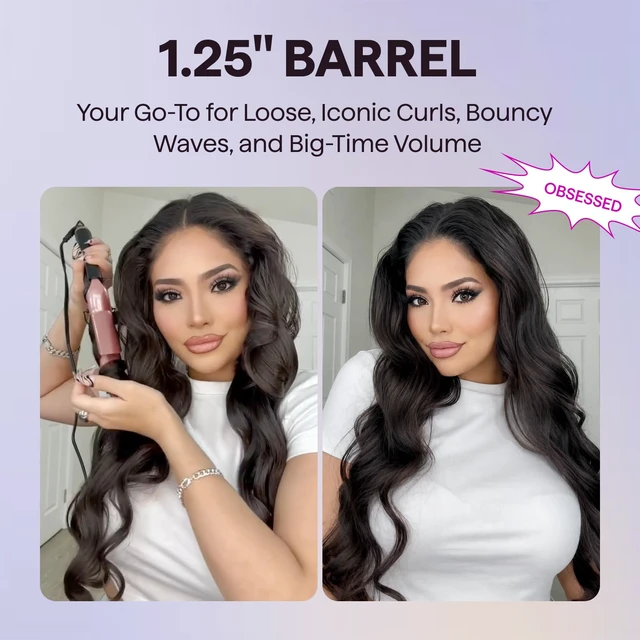 Alt view image 7 of 7 - 5 in 1 Curling Iron with Thermal Brush,Flat Iron,Versatile Styling | Interchangeable Curling Iron Set(0.5-1.25"), Ceramic Curling Iron, Less Damage, Fast Heating Wand Curling Iron, Dual Voltage