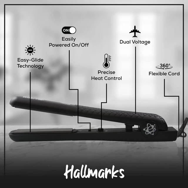 Alt view image 5 of 7 - Ultra Turbo 1.25 Inch Ceramic Flat Iron - Dual Voltage - Black | Ceramic Floating Plates - Negative Ion Technology - Heats upto 460 F - Travel Friendly Hair Straightener