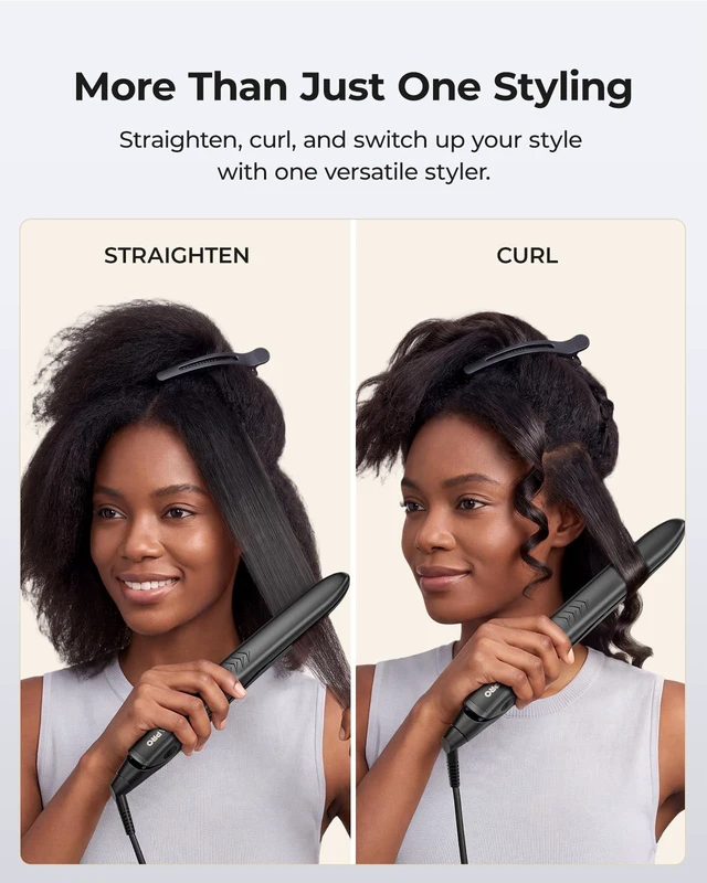 Alt view image 7 of 7 - PRO Titanium Flat Iron 1 Inch Hair Straightener for Smooth Results | Titanium Plates Infused with Argan Oil & Keratin for One Pass Styling, Straightens & Curls with One Tool, 11 Adjustable Temp