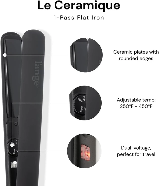 Alt view image 2 of 6 - Le Ceramique 1-Pass Flat Iron Hair Straightener | Fast Heating Ceramic Flat Iron | Best Hot Tools Professional Hair Straightener to Lock in Moisture & Shine | (Black)