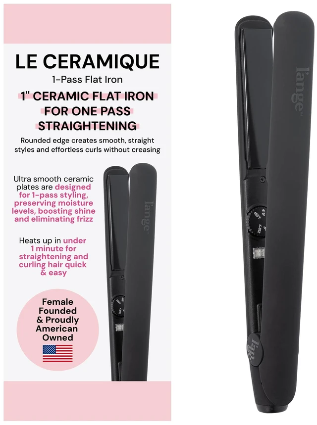 Main image of Le Ceramique 1-Pass Flat Iron Hair Straightener | Fast Heating Ceramic Flat Iron | Best Hot Tools Professional Hair Straightener to Lock in Moisture & Shine | (Black)
