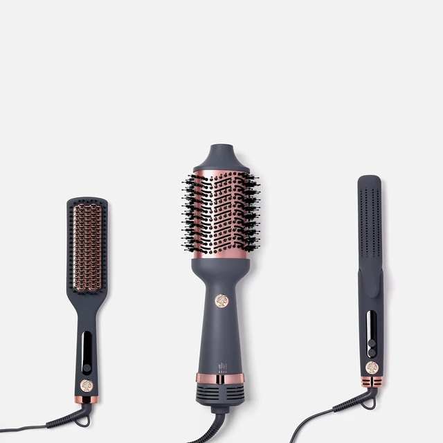 Alt view image 6 of 6 - Heated Ceramic Straightening Brush for Blowouts - Volumizing + Straightening - Anti-Frizz Blow Dry Brush for Smooth Shiny Hair - One Step Ceramic Tourmaline Hot Styling Brush -All Hair Types