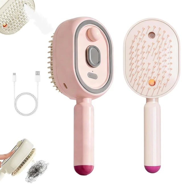 Main image of Electric Spray Air Cushion Comb for Women, Electric Steam Brush for Hair | Rechargeable Hair Brush with Water Spray, Detangling & Anti-Static Hair Brush, Reduce Frizz, Smooth & Nourish (Pink)