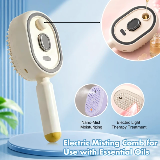 Alt view image 2 of 7 - Electric Steam Brush for Hair, 2026 New Rechargeable Steam Hair Straightener Brush, Electric Hair Brush for Women, Reduces Frizz and Anti-Tangle, Anti-Static (White)
