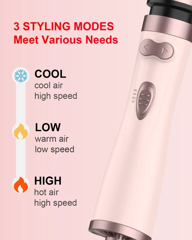 Alt view image 5 of 6 - Rotating Hair Dryer Brush Ceramic, Blow Dryer Brush 2 Spin Brushes Set 1.5 Inch &2 Inch, One-Step Hot Air Brush Volumizer, Smooth, C-Curls|Pink