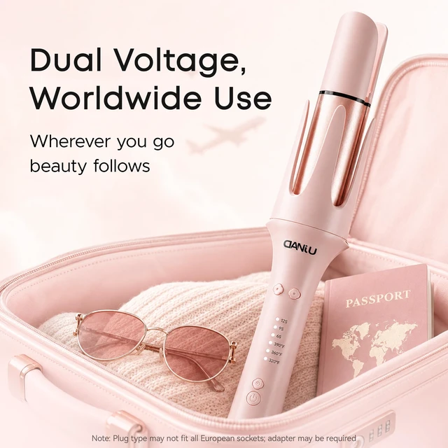 Alt view image 7 of 7 - 3 in 1 Automatic Curling Iron, 1"-1.5" Barrels & Straightening Brush | Interchangeable Curling Wand Set, 3 Temp & Timer Settings, 20s Heating, 200M Ions, Anti-Scald, Dual Voltage, Gift for Her
