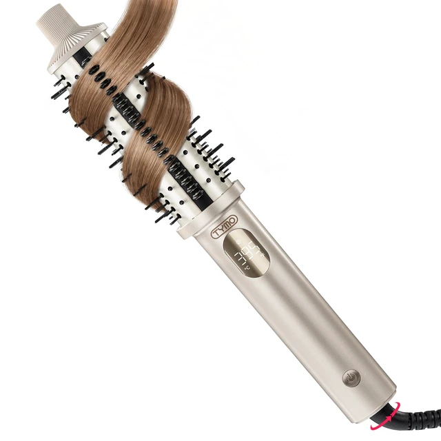 Main image of STYLUX PRO Thermal Brush Curling Brush, 1.5 Inch Heated Round Brush | 10Mins Blowout, Hair Straightener and Curler 2 in 1, 800M Negative Ion for Smoother, LCD Display, 5 Temp, Dual Voltage, Gold