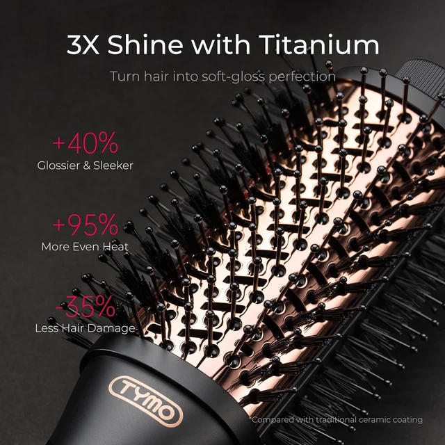 Alt view image 4 of 7 - Hair Dryer Brush Blow Dryer Brush in One, 4 in 1 Hairdryer and Styler | Volumizer with Oval Titanium Barrel, Ionic Hot Air Straightener for Smooth Frizz-Free Salon Blowout, Gold, 2 Inch