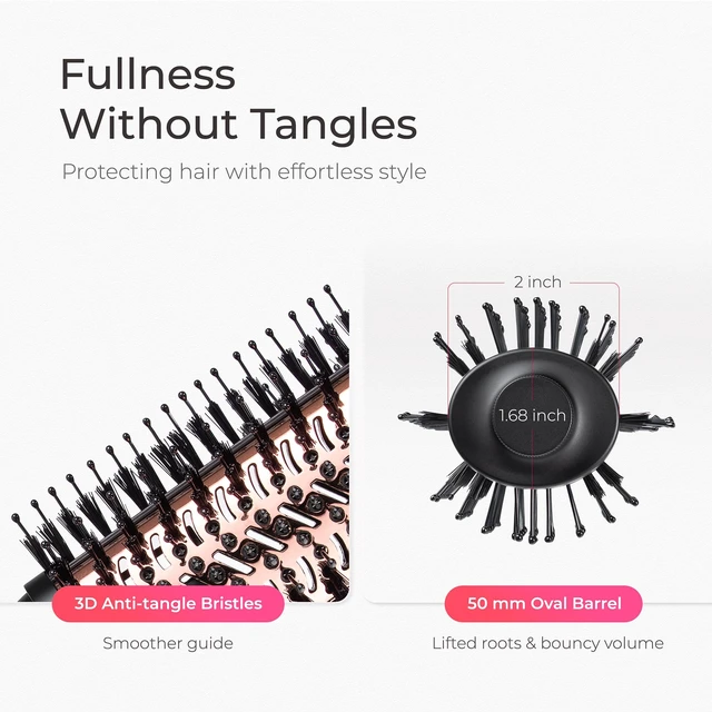 Alt view image 6 of 7 - Hair Dryer Brush Blow Dryer Brush in One, 4 in 1 Hairdryer and Styler | Volumizer with Oval Titanium Barrel, Ionic Hot Air Straightener for Smooth Frizz-Free Salon Blowout, Gold, 2 Inch