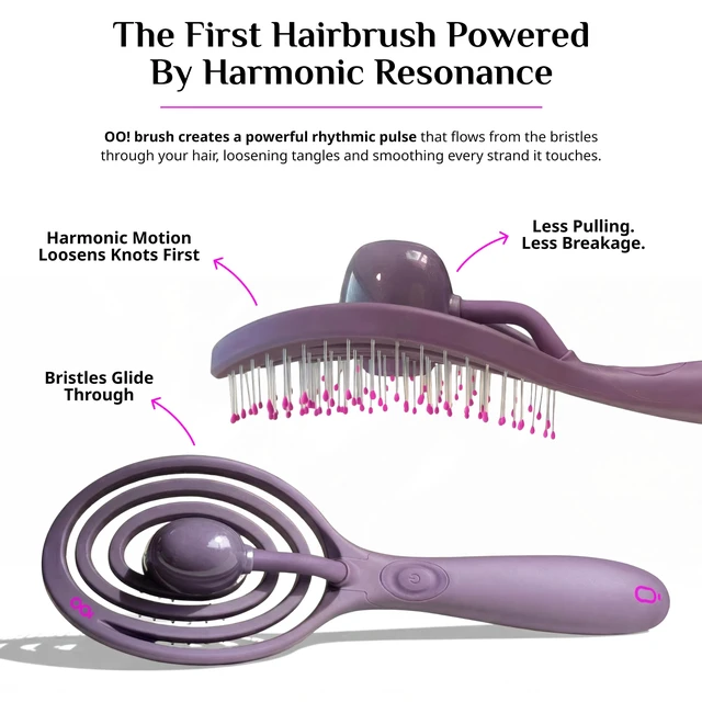 Alt view image 3 of 7 - brush Detangling Hair Brush, Wet & Dry, For All Hair Types | Harmonic Resonance Tech helps reduce tugging while detangling, plus wellness scalp massage. USB rechargeable. Gentle on hair.