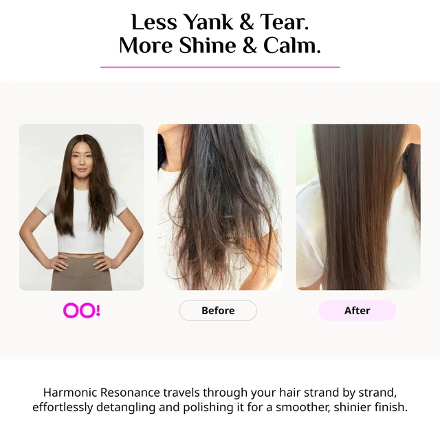 Alt view image 5 of 7 - brush Detangling Hair Brush, Wet & Dry, For All Hair Types | Harmonic Resonance Tech helps reduce tugging while detangling, plus wellness scalp massage. USB rechargeable. Gentle on hair.