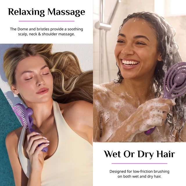 Alt view image 6 of 7 - brush Detangling Hair Brush, Wet & Dry, For All Hair Types | Harmonic Resonance Tech helps reduce tugging while detangling, plus wellness scalp massage. USB rechargeable. Gentle on hair.