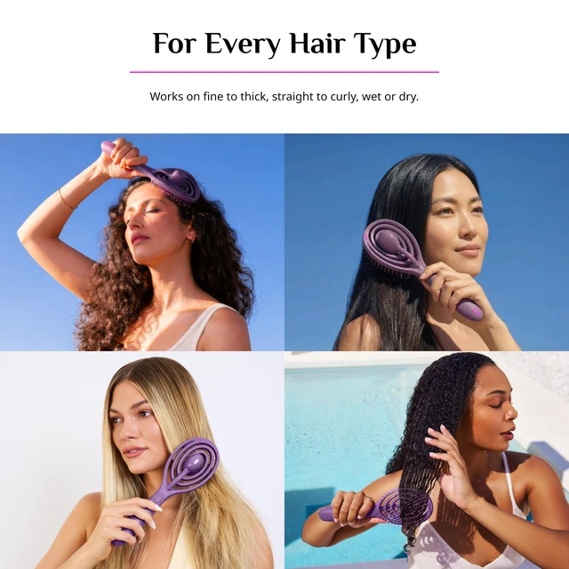 Alt view image 7 of 7 - brush Detangling Hair Brush, Wet & Dry, For All Hair Types | Harmonic Resonance Tech helps reduce tugging while detangling, plus wellness scalp massage. USB rechargeable. Gentle on hair.