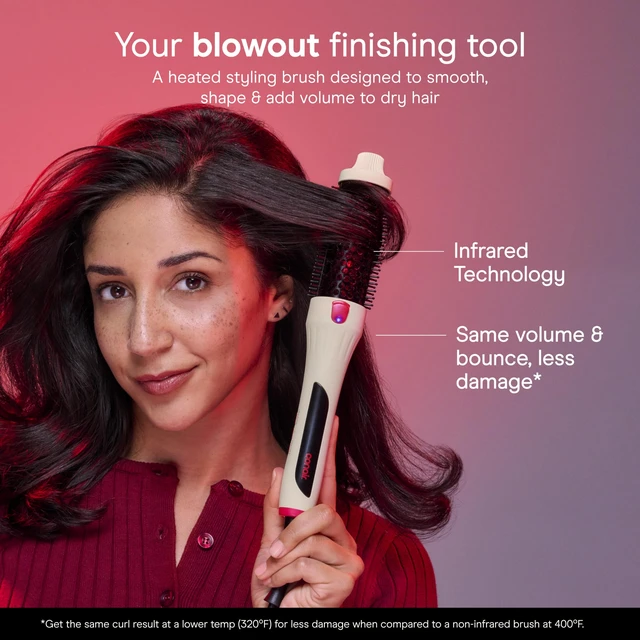 Alt view image 2 of 7 - InfinitiPRO Infrared Thermal Brush, Dry-Hair Styling, 1.5, Cream | Infrared heated round brush, 1.5" barrel w/ ceramic coating for volume & styling, heated blow out brush for everyday blowouts