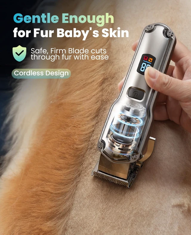 Alt view image 4 of 7 - Dog Clippers for Grooming Thick Heavy Coats | Low Noise,Rechargeable Cordless,Detachable Stainless Steel Blade,IPX7 Waterproof,10 Guide Combs,for Thick/Double/Curly Hair