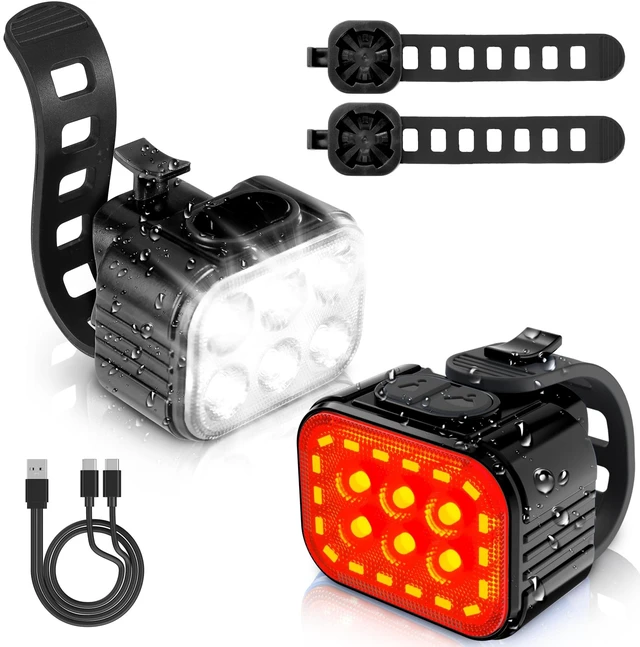 Main image of Bike Headlight, Rechargeable LED Light for Cycling Night Riding | Bright Spotlight, IP65 Waterproof, Multiple Brightness Options, 260ft Beam Distance, Impact Resistant, Easy Mounting