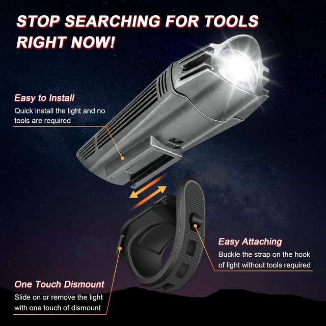 Alt view image 2 of 7 - Ultra Bright USB Rechargeable Bike Light Set, Powerful Bicycle Front Headlight and Back Taillight, 4 Light Modes, Easy to Install for Men Women Road Mountain Cycling Gunmetal