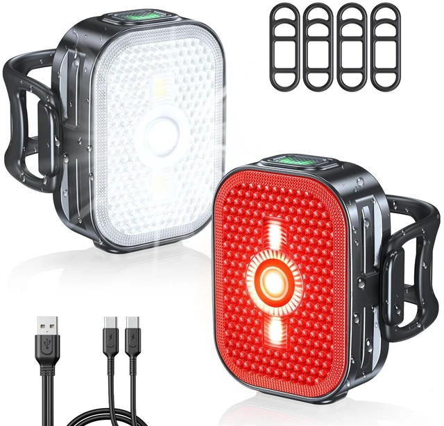 Main image of 2026 Ultra Slim Bike Lights with Reflectors, 8+6 Modes Bike Headlight, IP65 Waterproof & Dual USB-C 1-2 Hrs Fast Charge Bike Lights for Night Riding Road Mountain Cycling