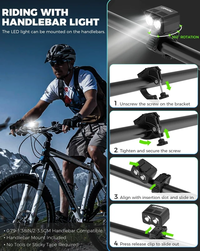 Alt view image 6 of 7 - Helmet Light LED Bike Headlight Rechargeable Bike Helmet Light IP65 Waterproof 1000 Lumens 5 Lighting Modes Bicycle Helmet Light for Cycling Fit Most Helmets