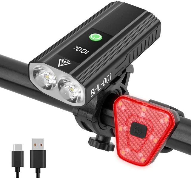 Main image of 3000 Lumens Bike Lights for Night Riding, Bicycle Headlight Taillight Set | 5000mAh Super Bright Bicycle Light,12H Runtime,10 Mode Rechargeable, LED Display One-Press Off, Waterproof for Road Mountain