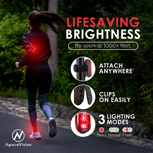 Alt view image 2 of 7 - LED Safety Light (2 Pack) - Running Lights for Runners, Dogs, Walking, Kids | Lightweight & Portable Clip On Strobe Lights for Walking at Night, Bike, Stroller, Dog Collar,Jogging,Reflective Gear Vest