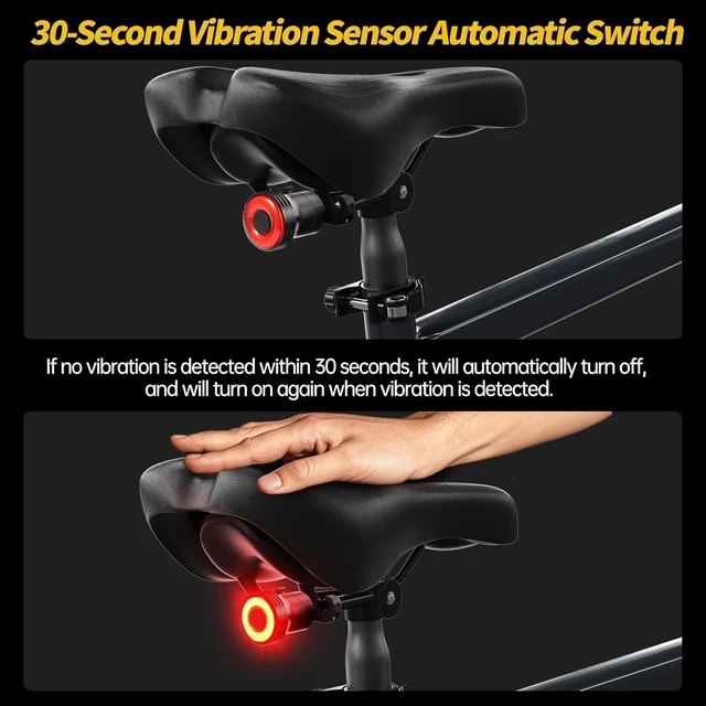 Alt view image 6 of 7 - Smart Bike Tail Light, Brake Sensing, Auto On/Off, Saddle & Seatpost Mount | Super Bright 22 LEDs Rear Bike Light, 5 Lighting Modes, USB C Rechargeable Bicycle Taillight, IP65 Waterproof