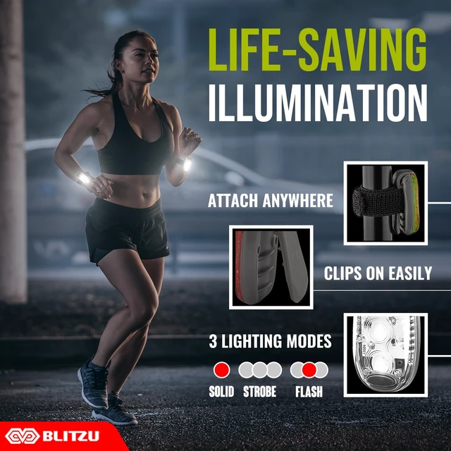 Alt view image 2 of 7 - LED Safety Lights 4 Pack,Clip On High Visibility Strobe Light for Walk Run | Night Safety Gear,Reflective Accessory, Lightweight & Portable, Waterproof, Outdoor, Work, Walking, Running, Hiking,Cycling