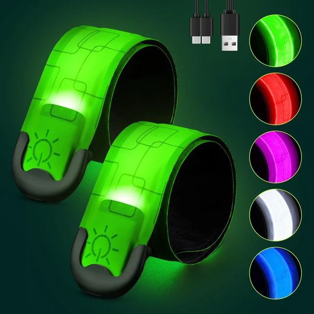 Main image of Rechargeable LED Armband 2-Pack, High Visibility Running Gear for Night Safety, 5 Colors & 3 Modes Light Up Wristbands for Night Walking, Cycling, Running Gift for Women Men KidsWhite