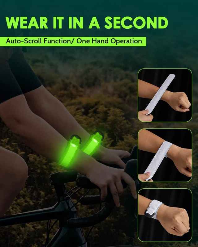Alt view image 5 of 7 - Rechargeable LED Armband 2-Pack, High Visibility Running Gear for Night Safety, 5 Colors & 3 Modes Light Up Wristbands for Night Walking, Cycling, Running Gift for Women Men KidsWhite