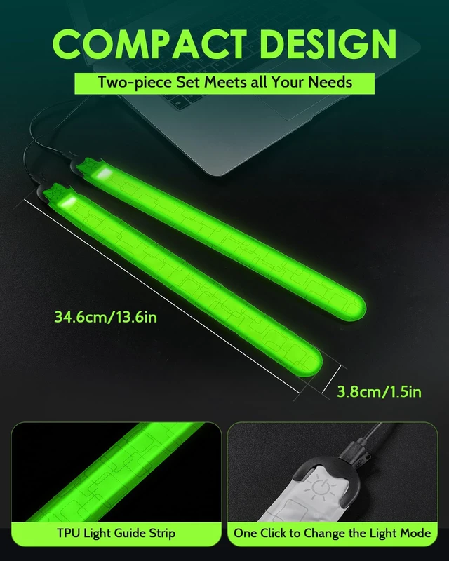 Alt view image 6 of 7 - Rechargeable LED Armband 2-Pack, High Visibility Running Gear for Night Safety, 5 Colors & 3 Modes Light Up Wristbands for Night Walking, Cycling, Running Gift for Women Men KidsWhite