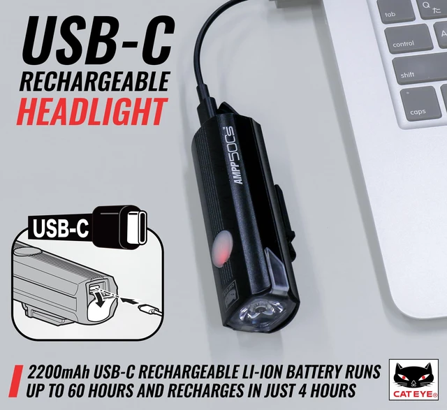 Alt view image 7 of 7 - AMPP USB Rechargeable Bike Headlight (AMPP500S) | 500-lumen USB-rechargeable headlight with an OptiCube lens and five light modes