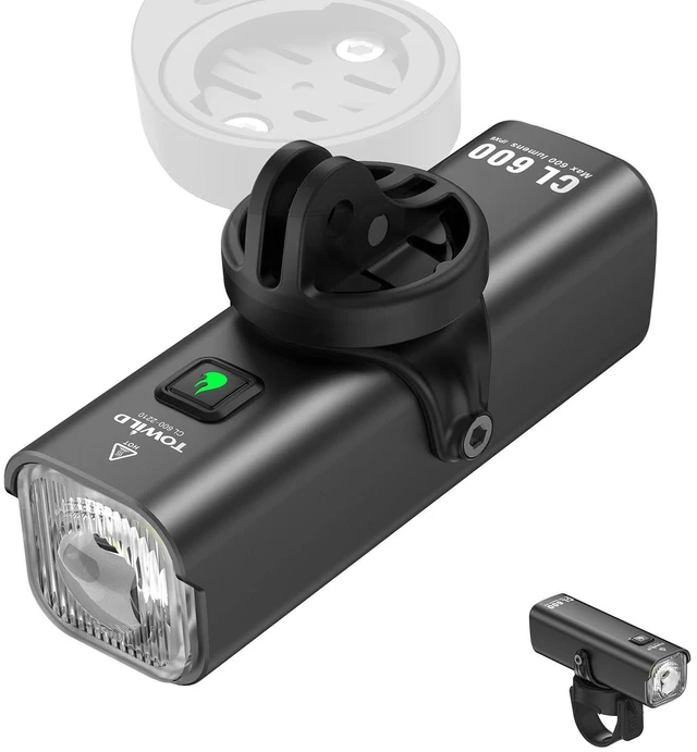 Main image of CL600 Bike Lights for Night Riding,Compatible with Garmin/GoPro Mount,600 Lumen Bike Headlight,2600mAh Rechargeable Battery,Waterproof Bike Front Light for Commuter Cyclists-Fits All Bikes