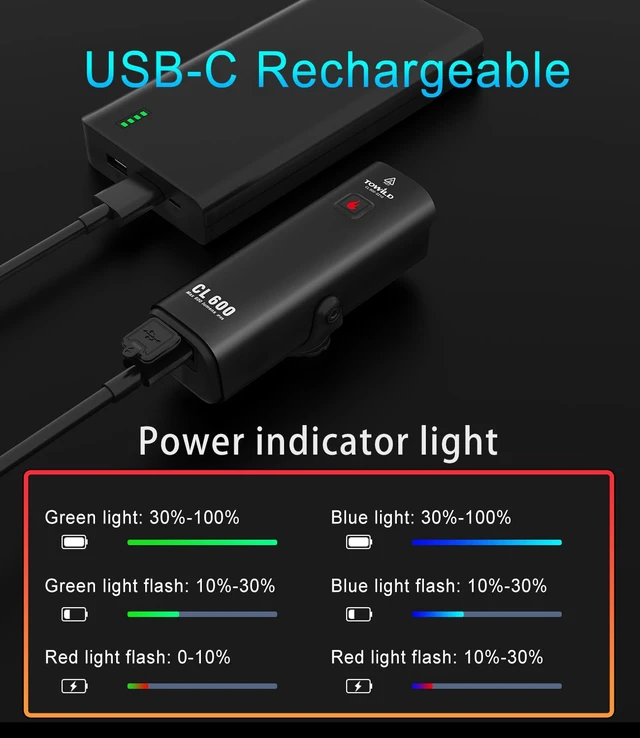 Alt view image 3 of 7 - CL600 Bike Lights for Night Riding,Compatible with Garmin/GoPro Mount,600 Lumen Bike Headlight,2600mAh Rechargeable Battery,Waterproof Bike Front Light for Commuter Cyclists-Fits All Bikes