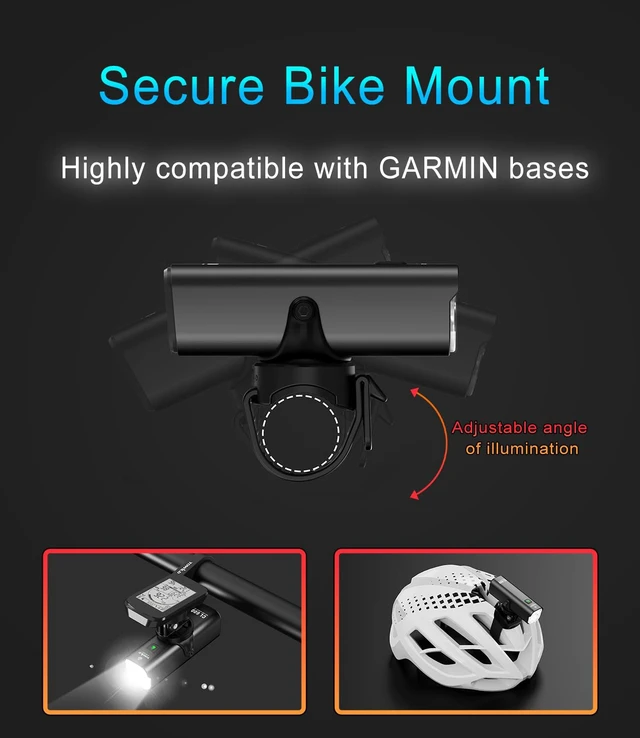 Alt view image 7 of 7 - CL600 Bike Lights for Night Riding,Compatible with Garmin/GoPro Mount,600 Lumen Bike Headlight,2600mAh Rechargeable Battery,Waterproof Bike Front Light for Commuter Cyclists-Fits All Bikes