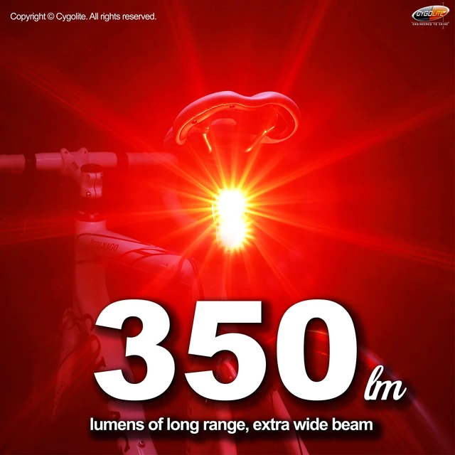 Alt view image 2 of 7 - Hypershot 350 Lumen Bike Tail Light 7 Night & Daytime ModesUser Adjustable Flash Speeds- Compact & DurableIP64 Water ResistantSecured Hard MountUSB RechargeableGreat for Busy Streets