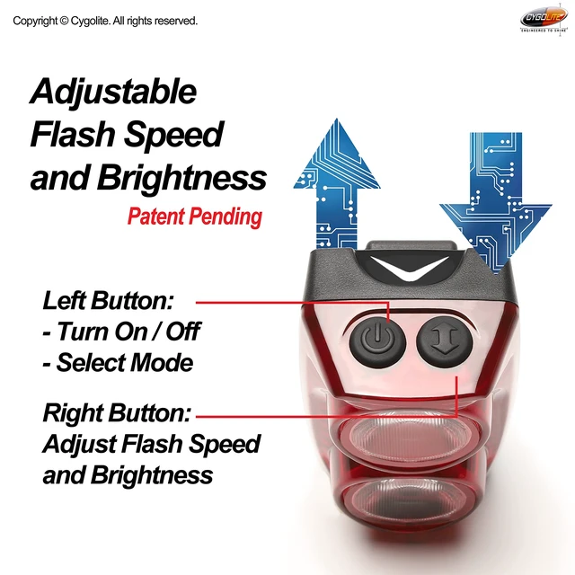 Alt view image 3 of 7 - Hypershot 350 Lumen Bike Tail Light 7 Night & Daytime ModesUser Adjustable Flash Speeds- Compact & DurableIP64 Water ResistantSecured Hard MountUSB RechargeableGreat for Busy Streets