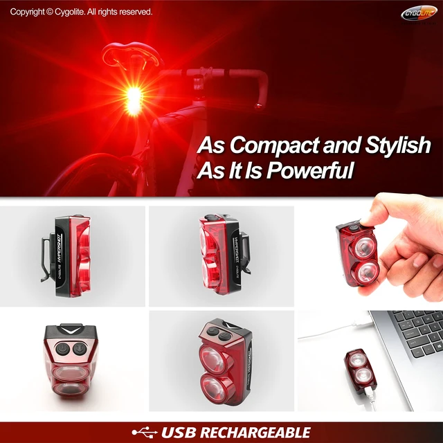 Alt view image 5 of 7 - Hypershot 350 Lumen Bike Tail Light 7 Night & Daytime ModesUser Adjustable Flash Speeds- Compact & DurableIP64 Water ResistantSecured Hard MountUSB RechargeableGreat for Busy Streets