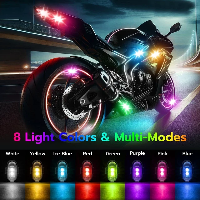 Alt view image 3 of 7 - 4 Pcs Wireless Rechargeable Magnetic LED Strobe Lights, 8-Colors USB Waterproof Anti-Collision LED Car Flashing Warning Light with Remote Control for Cars, RC Cars, Bikes, Motorcycles