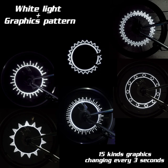 Alt view image 2 of 7 - A08 Bike Wheel Lights - Led Bicycle Tire Valve Stem Light, 2 Pack, Waterproof Neon Flashing Bycicle Lamp, Cool Safety Accessories for Boys, Kids, Adults, Motion Activated, White Graphics