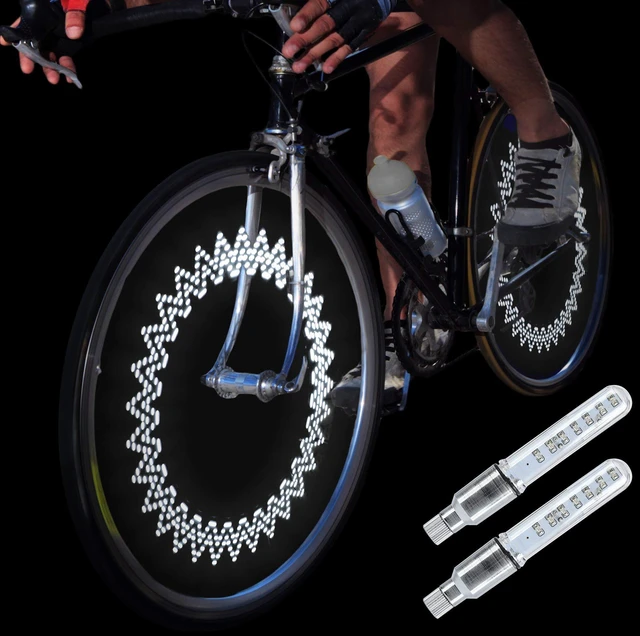 Main image of A08 Bike Wheel Lights - Led Bicycle Tire Valve Stem Light, 2 Pack, Waterproof Neon Flashing Bycicle Lamp, Cool Safety Accessories for Boys, Kids, Adults, Motion Activated, White Graphics