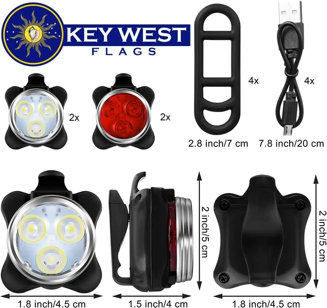 Alt view image 2 of 7 - 2X Rechargeable Bike Light Sets (Total of 4 Lights: Two Red and Two White), Super Bright Front Headlights and Rear LED Bicycle Lights, 650mah Lithium Batteries,4 Light Mode Options