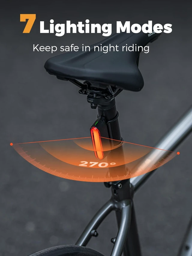 Alt view image 5 of 7 - Magnetic Bike Tail Light,Rechargeable,IPX6 Waterproof,7 Modes | USB-C,Intelligent Brake Sensor, Safety Cycling Light,for Road & Mountain