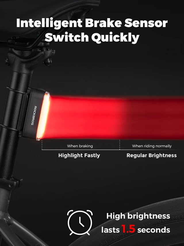 Alt view image 4 of 7 - Magnetic Bike Tail Light,Rechargeable,IPX6 Waterproof,7 Modes | USB-C,Intelligent Brake Sensor, Safety Cycling Light,for Road & Mountain