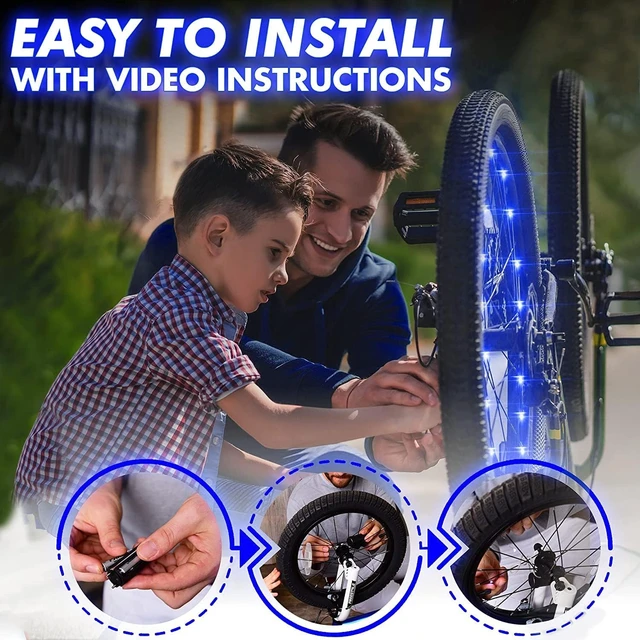 Alt view image 4 of 7 - Bike Wheel Lights 2 Pack, 2026 Edition Secure Strap & Brighter, Weatherproof LED Bicycle Lights, Battery Powered, Toys for Kids Boys Girls Teens Vacation Birthday, Color-Changing