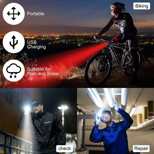 Alt view image 7 of 7 - 2X Rechargeable Bike Light Sets (Total of 4 Lights: Two Red and Two White), Super Bright Front Headlights and Rear LED Bicycle Lights, 650mah Lithium Batteries,4 Light Mode Options