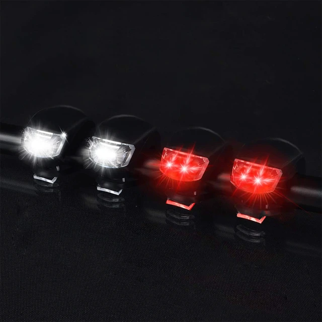 Alt view image 2 of 7 - Bicycle Light Front and Rear Silicone LED Bike Light Set - Headlight and Taillight,Waterproof & Safety Road,Mountain Bike Lights,Batteries Included (2pcs White and 2pcs Red Lights)
