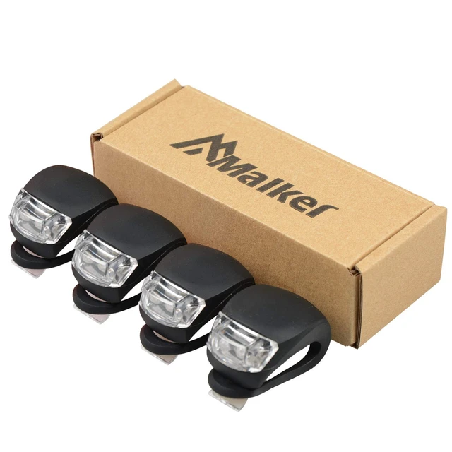 Alt view image 7 of 7 - Bicycle Light Front and Rear Silicone LED Bike Light Set - Headlight and Taillight,Waterproof & Safety Road,Mountain Bike Lights,Batteries Included (2pcs White and 2pcs Red Lights)