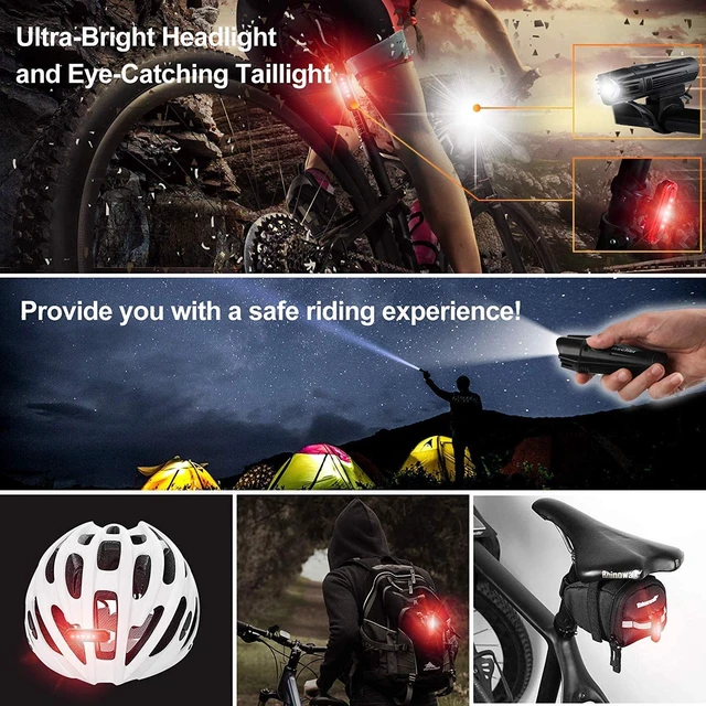 Alt view image 6 of 6 - Ultra Bright USB Rechargeable Bike Light Set, Powerful Bicycle Front Headlight and Back Taillight, 4 Light Modes, Easy to Install for Men Women Road Mountain Cycling Black