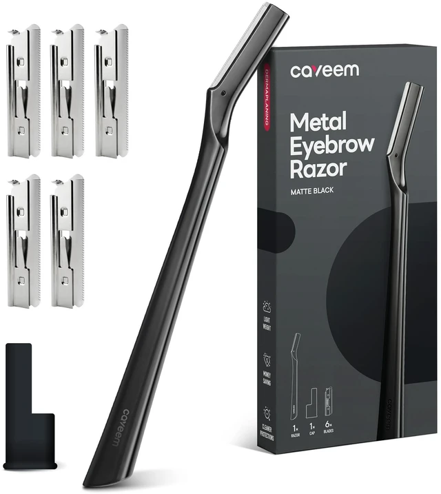 Main image of Eyebrow Razor, Face Razor for Women & Men, 6 Blades, Matte Black | Dermaplaning Razor for Facial Hair Removal, Peach Fuzz Remover, Exfoliating Facial Shaver, Precision Eyebrow Trimmer