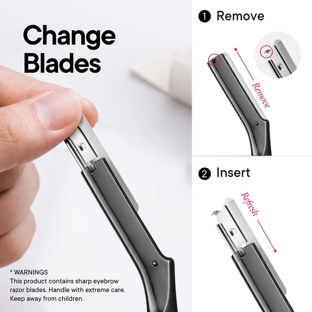Alt view image 7 of 7 - Eyebrow Razor, Face Razor for Women & Men, 6 Blades, Matte Black | Dermaplaning Razor for Facial Hair Removal, Peach Fuzz Remover, Exfoliating Facial Shaver, Precision Eyebrow Trimmer